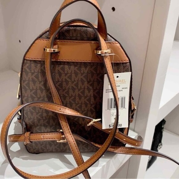 MICHAEL KORS JAYCEE XS Mini Convertible Brown Logo Canvas Backpack NWT $398 main image 6